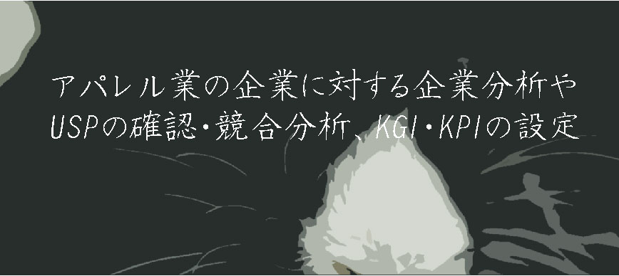 アパレル業の企業に対する企業分析やUSPの確認・競合分析、KGI・KPIの設定