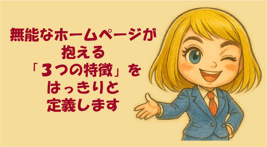 無能なホームページが抱える「３つの特徴」をはっきりと定義します