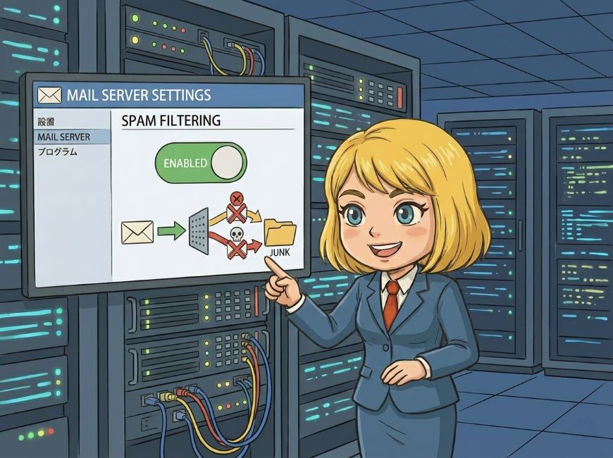サーバー上の設定でスパムフィルタなどの対策を