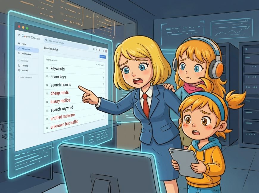 見慣れない不自然な検索クエリの混入を確認する