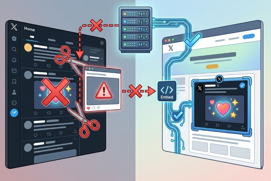 X（旧Twitter）「埋め込み機能（エンベッド機能）」か公式API