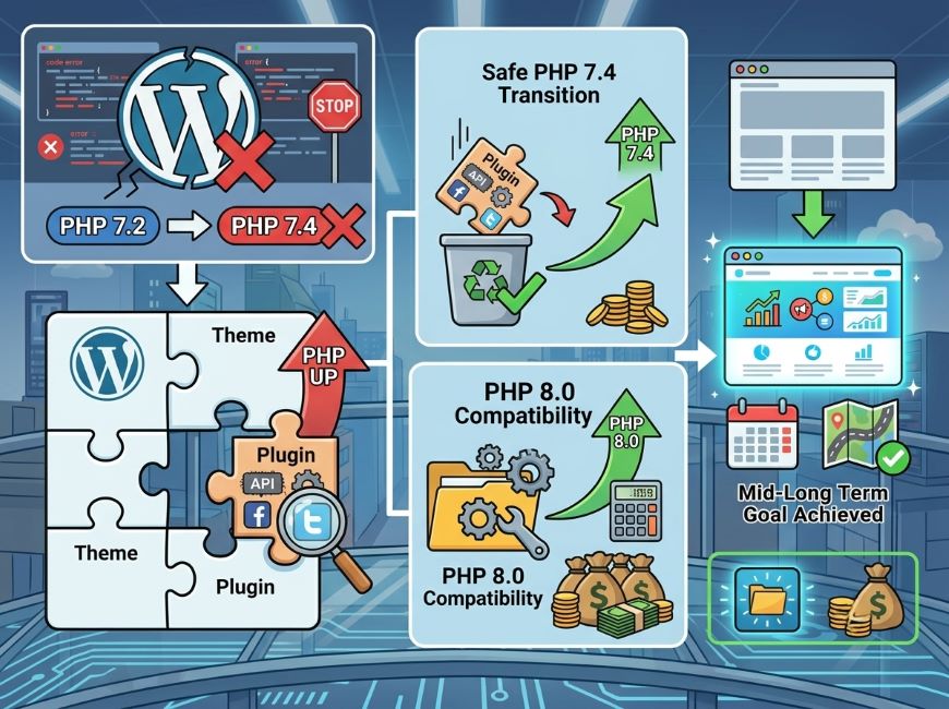 事例1：WordPressのPHPバージョンアップとテーマ継続利用の可否