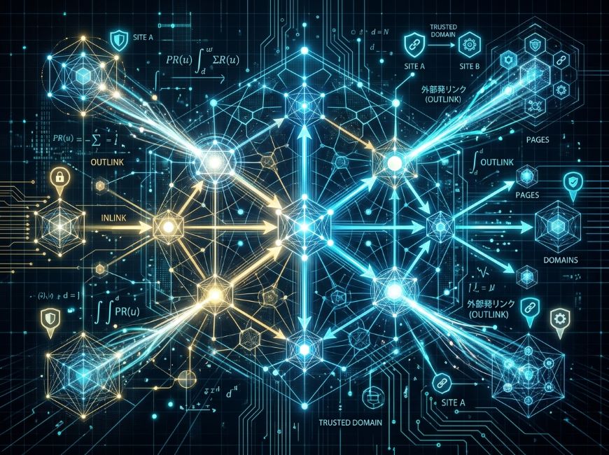 現代のPageRankと外部発リンク(Outlink)がページの信頼性とスコアを高める数理モデル